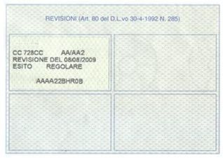 Adesivo di revisione del veicolo, con informazioni come