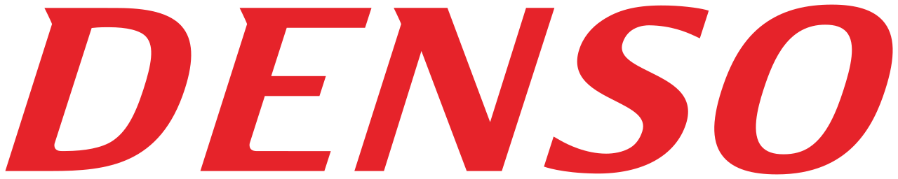Logotipo rojo de DENSO sobre fondo blanco