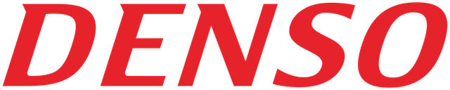 Logotipo rojo de DENSO sobre fondo blanco