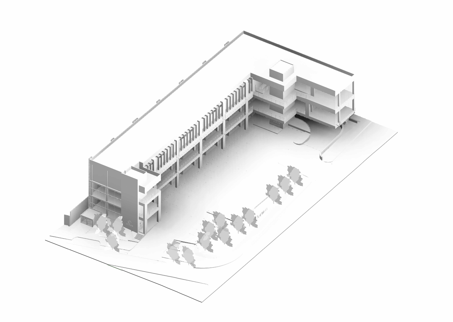 Representación arquitectónica de Plaza Comercial Tres Olmos