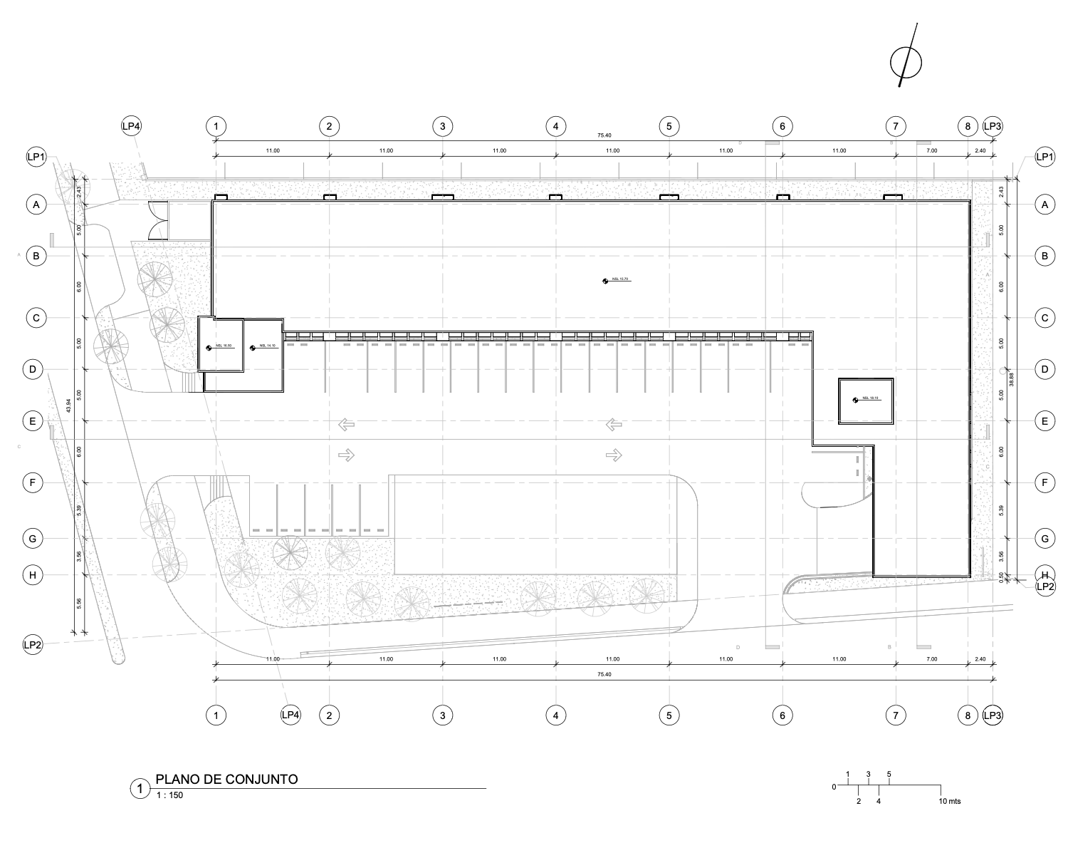 Plano arquitectónico de Plaza Comercial Tres Olmos