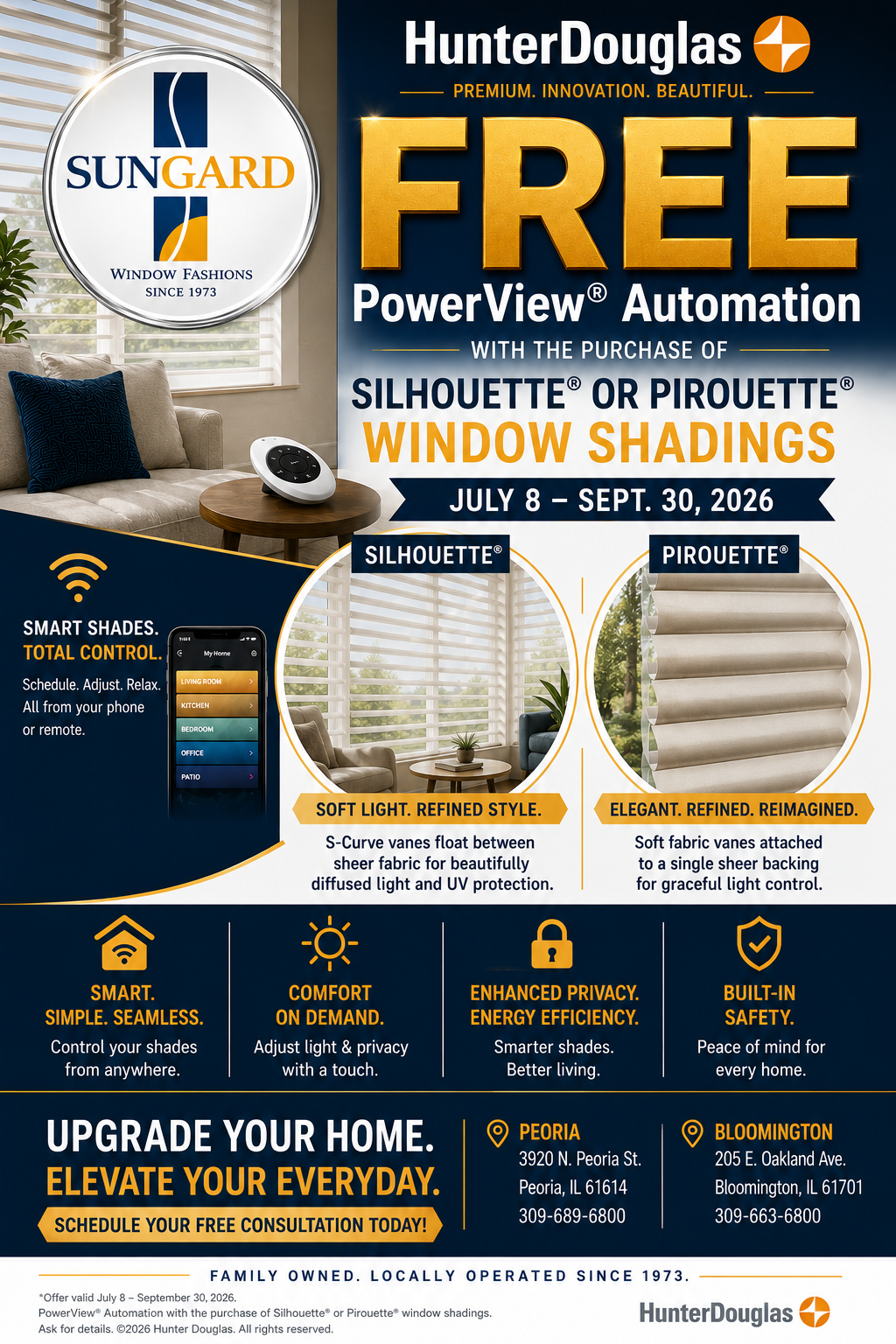 Hunter Douglas FREEPowerView® Automation for Silhouette and Pirouette shades