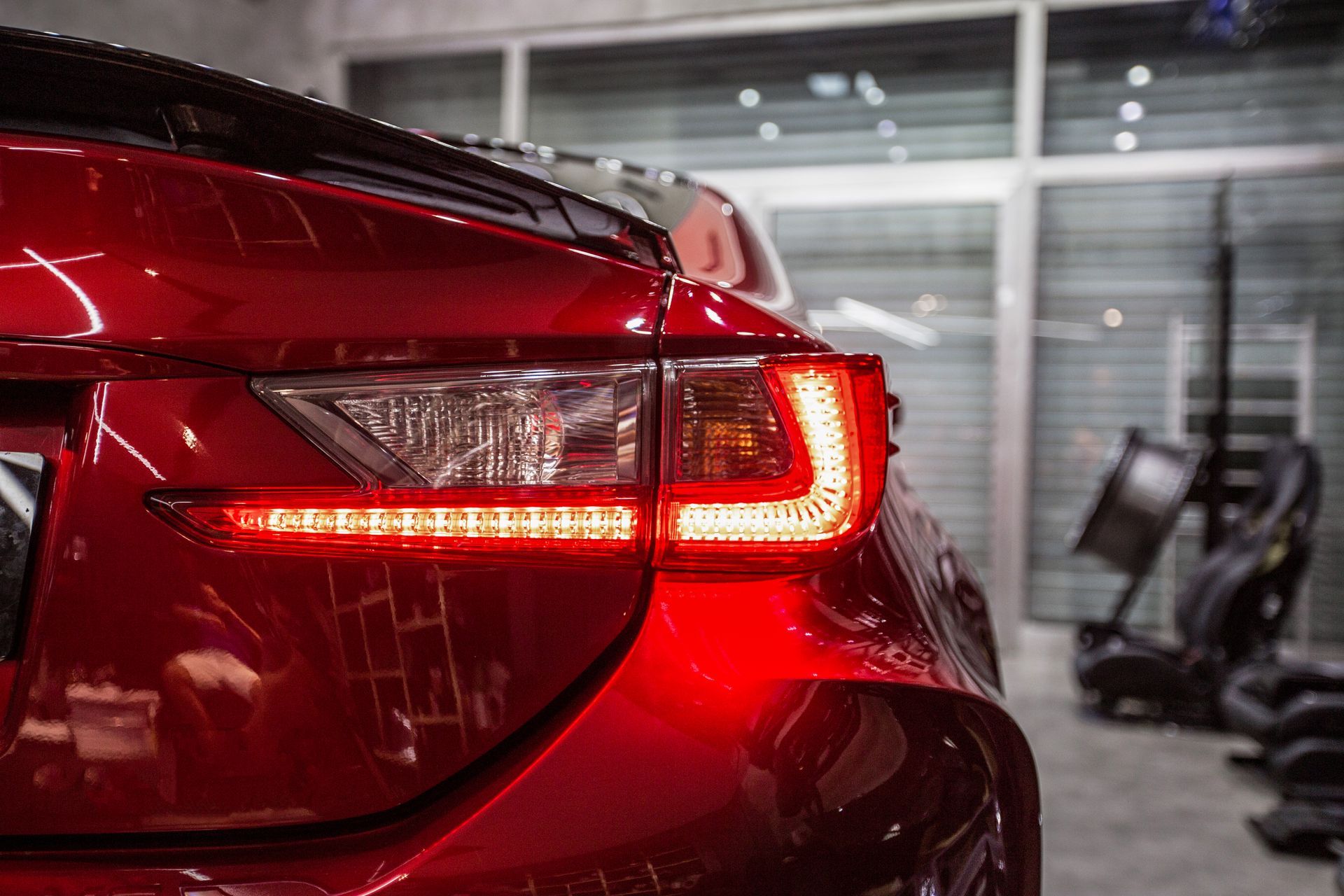 red lights of a red sports car