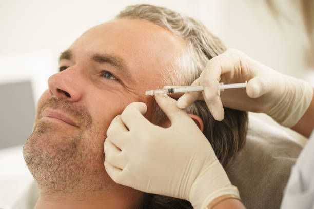 Middle aged client during filler injections