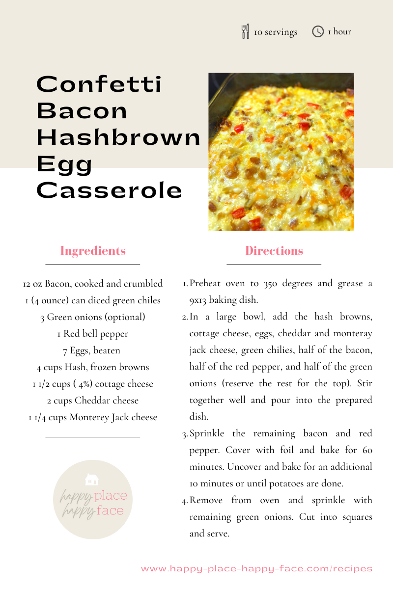 Confetti Bacon Hashbrown Egg Casserole