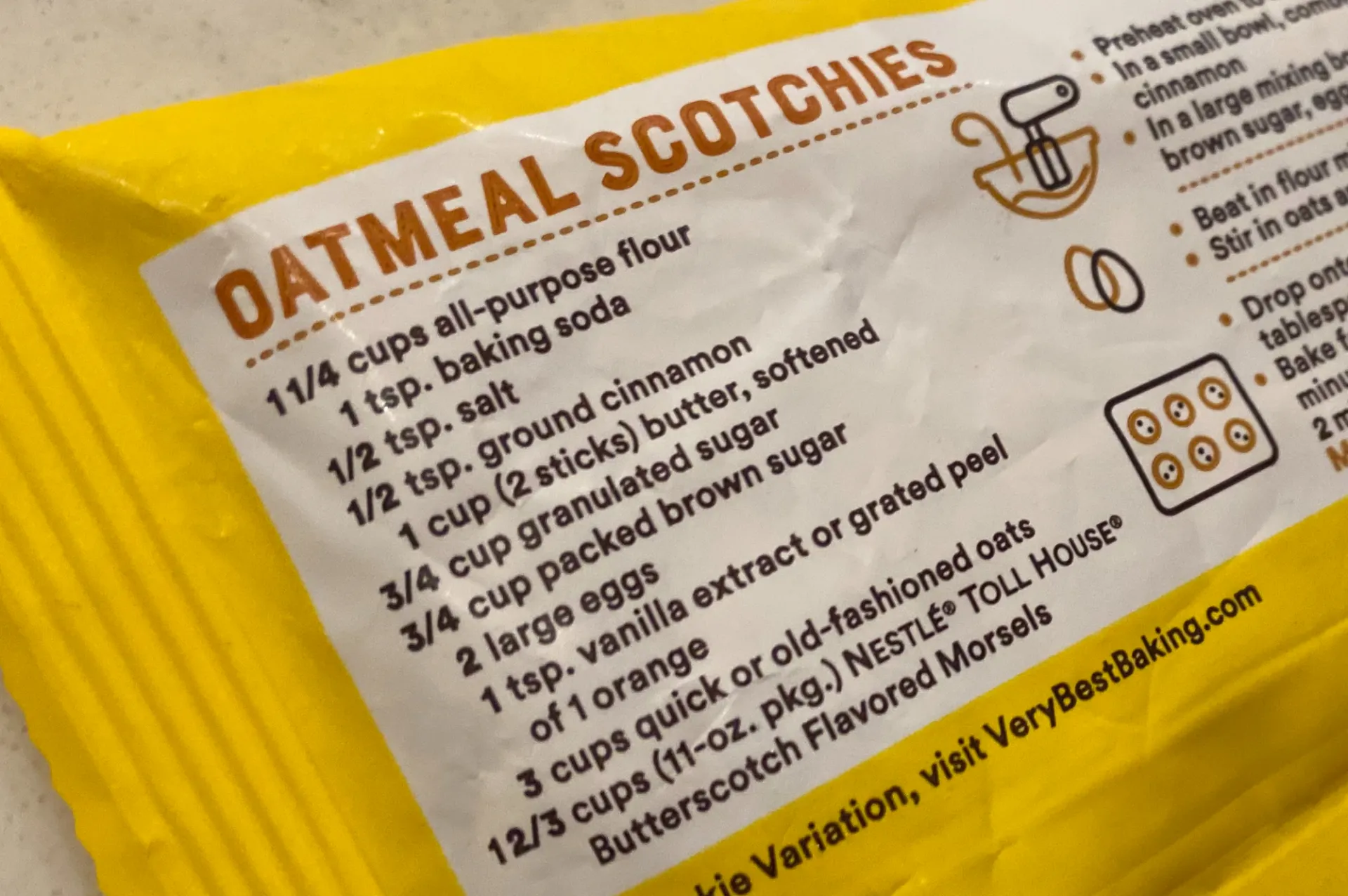 Nestle Oatmeal Butterscotch Cookie Recipe
