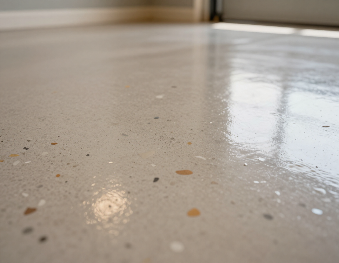 Epoxy floor texture detail with flake chips