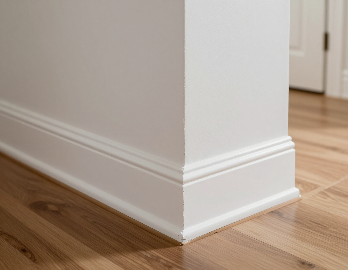 Interior trim and baseboard painting detail