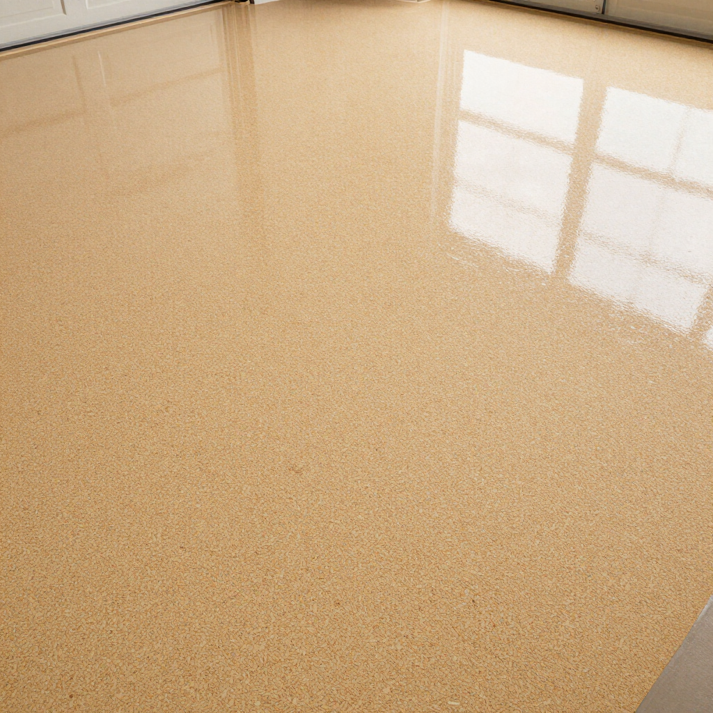 Completed decorative flake epoxy floor in a residential garage