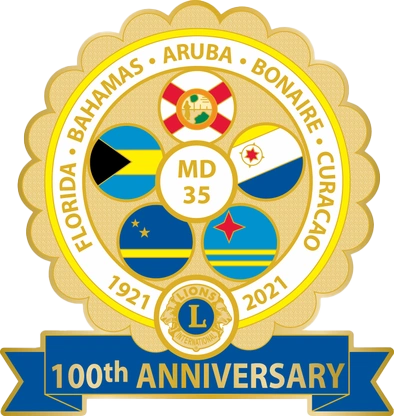 A logo for the 100th anniversary of the lions club of the bahamas