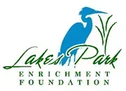 The logo for the lakes park enrichment foundation shows a bird and a plant.