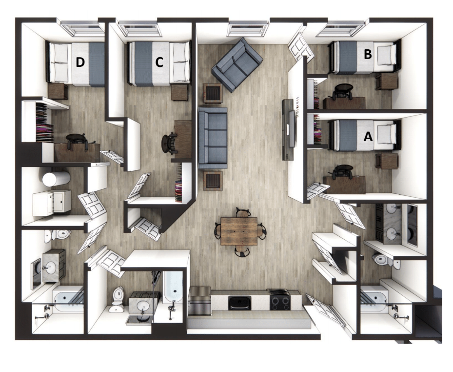 4 bed 3 bath
