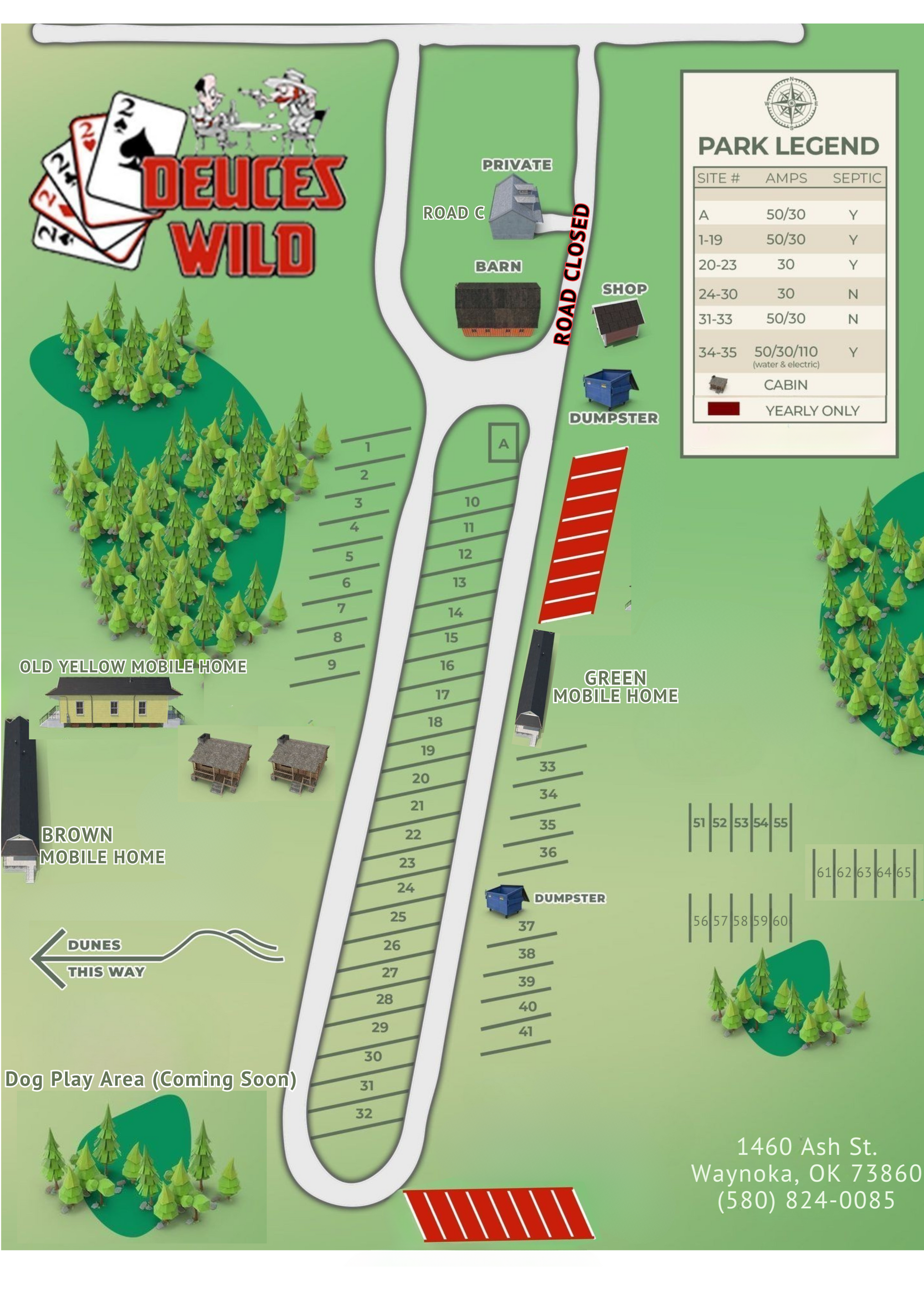 A map of a park with the words deluxe wild on it