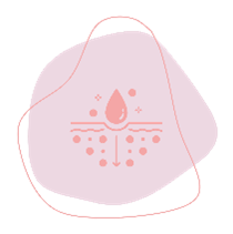 Ein rosafarbenes Symbol eines Wassertropfens auf einem rosafarbenen Hintergrund.