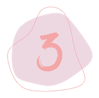 Ein rosa Kreis mit der Zahl Drei darauf.