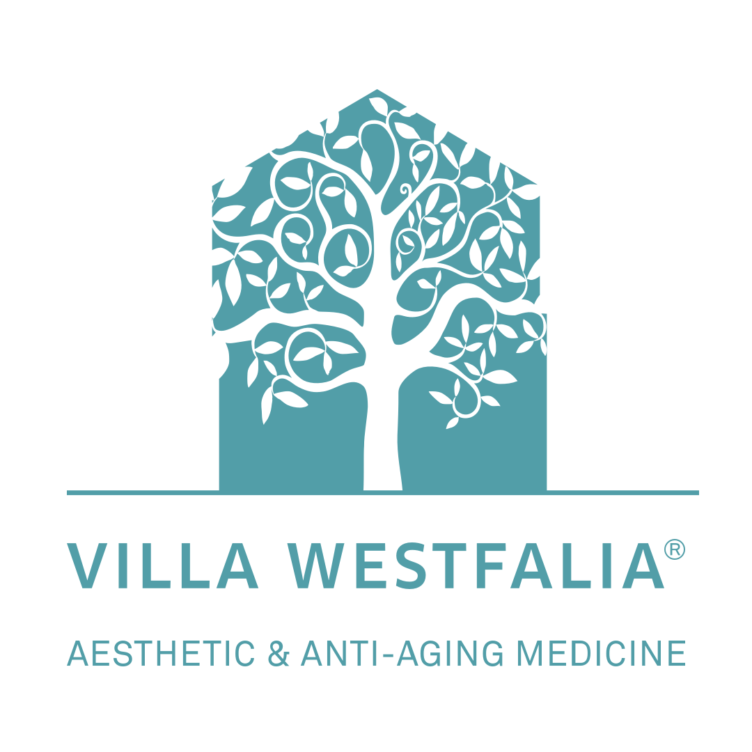 Das Logo der Villa Westfalia Ästhetische & Anti-Aging-Medizin zeigt einen Baum in der Form eines Hauses.