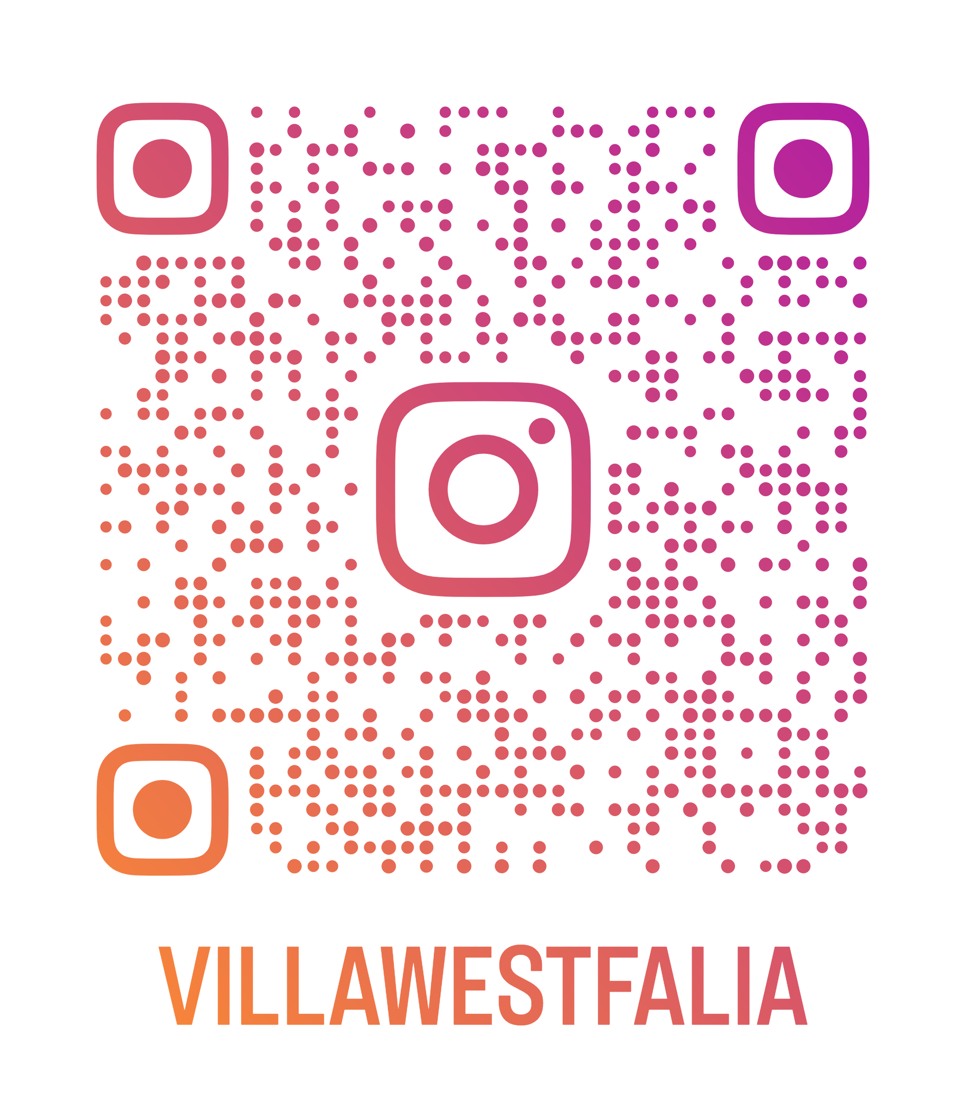 Auf weißem Hintergrund ist ein QR-Code für VillaWestfalia abgebildet.