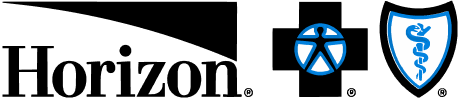 A black and white logo for horizon insurance company