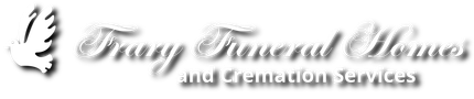 Logo for Tracy Funeral Homes and Cremation Services with a white dove icon on the left.