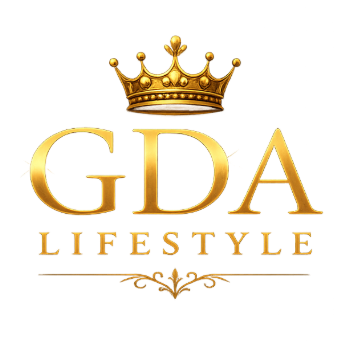 Gold crown above gold “GDA LIFESTYLE” logo on a white background