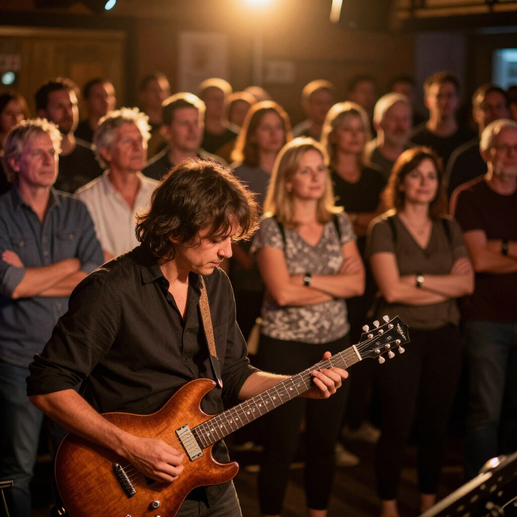Audience view of The Dubber performing