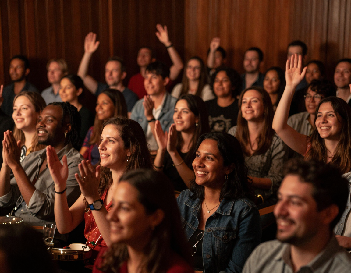 Crowd enjoying an intimate blues concert