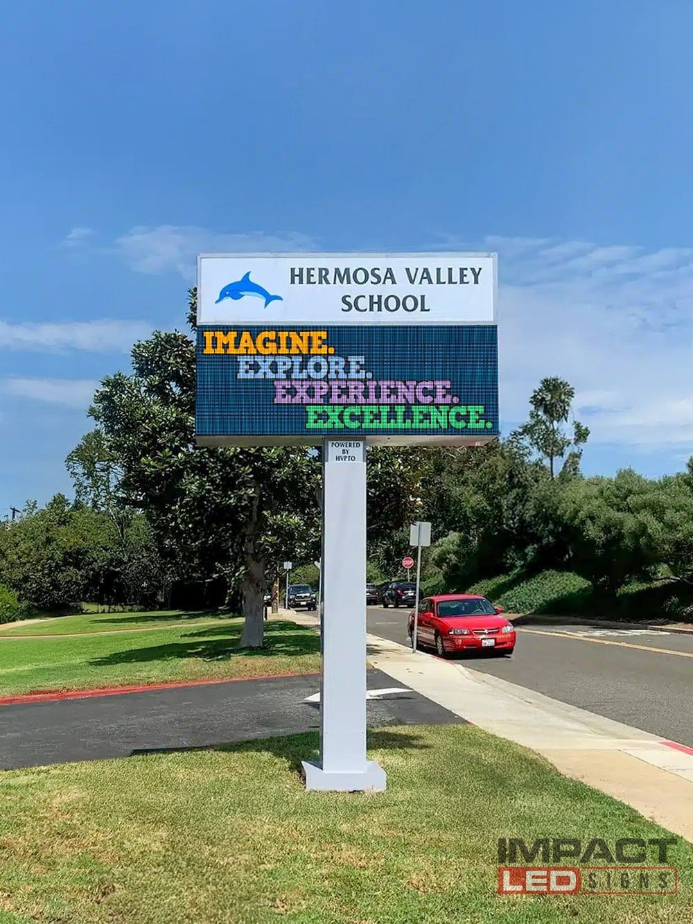 Message center at a school entrance