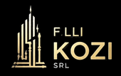 Logo dorato con la scritta “F.LLI KOZI SRL” e una torre stilizzata su sfondo nero.
