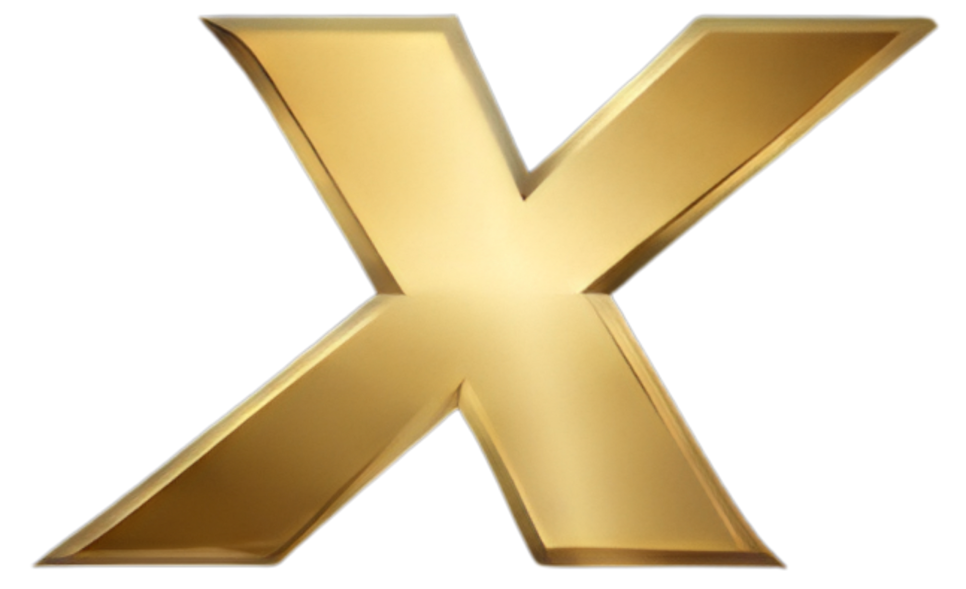 Gold metallic letter X on a white background