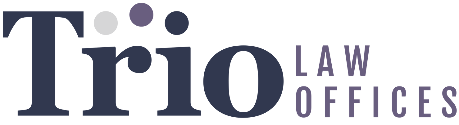 A logo for trio law offices is shown on a white background.