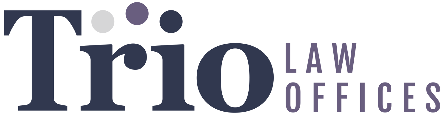 A logo for trio law offices is shown on a white background.