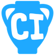 A blue vase with the letter ci on it