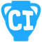 A blue vase with the letter ci on it