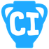 A blue vase with the letter ci on it