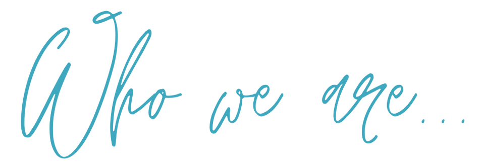 Turquoise handwritten text reading “Who we are…” on a white background