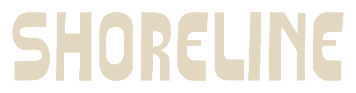 Beige SHORELINE wordmark on a light background