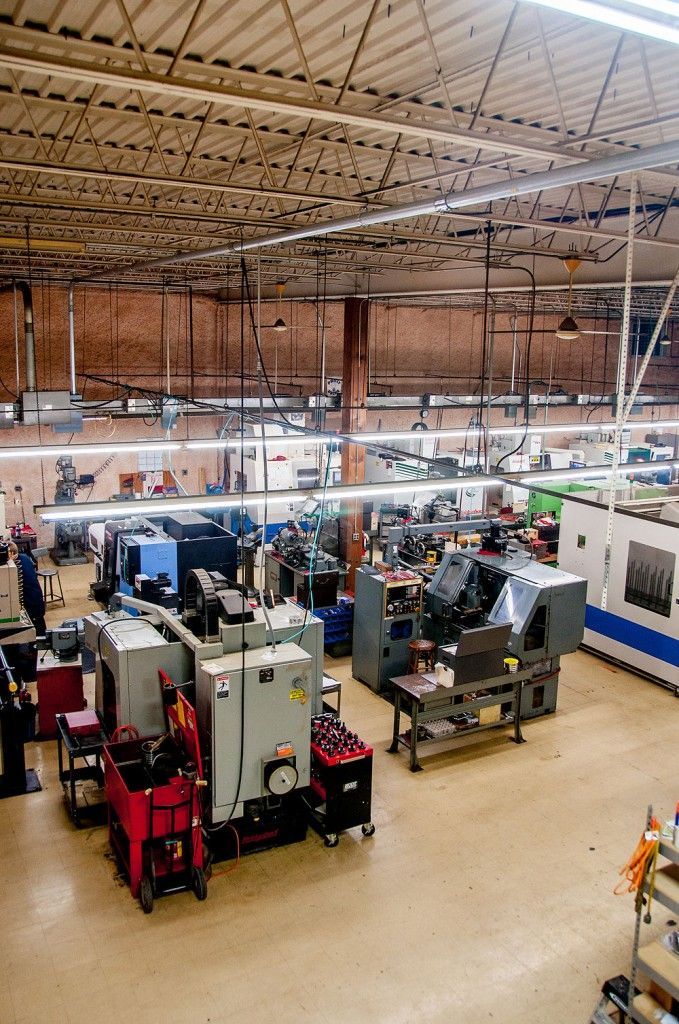 An aerial view of a factory filled with lots of machinery.