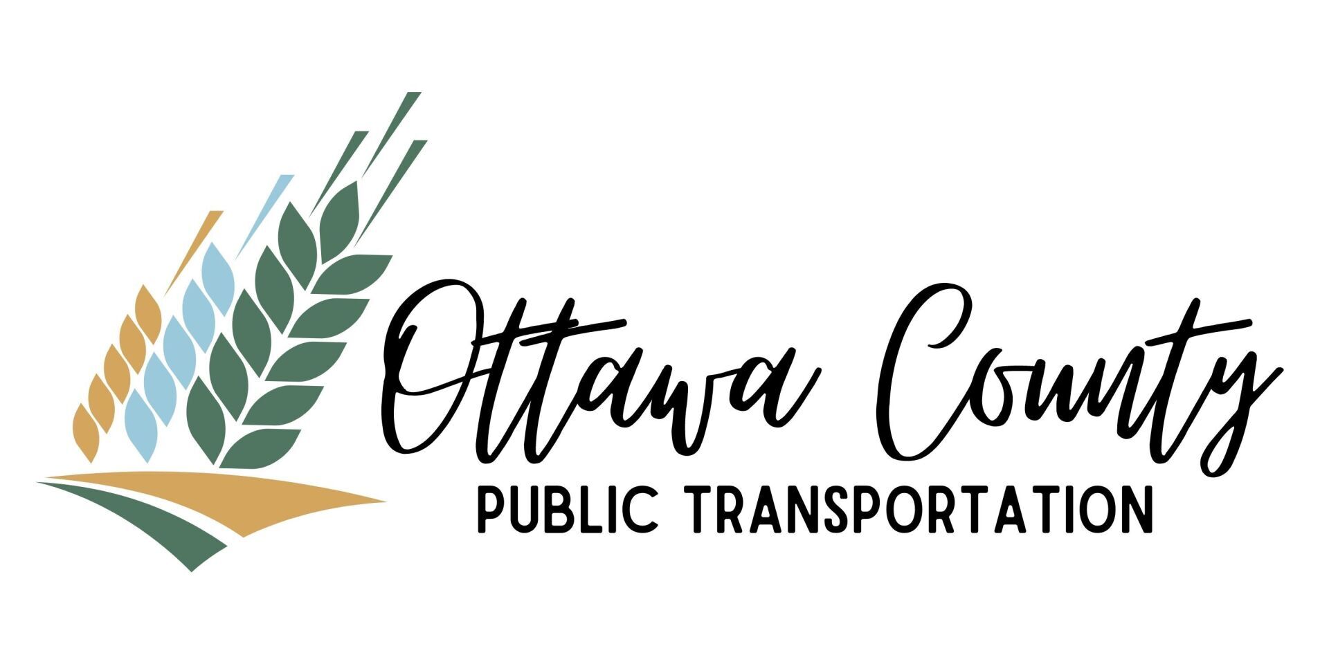 Logo for Ottawa County Public Transportation with three stalks of wheat and words