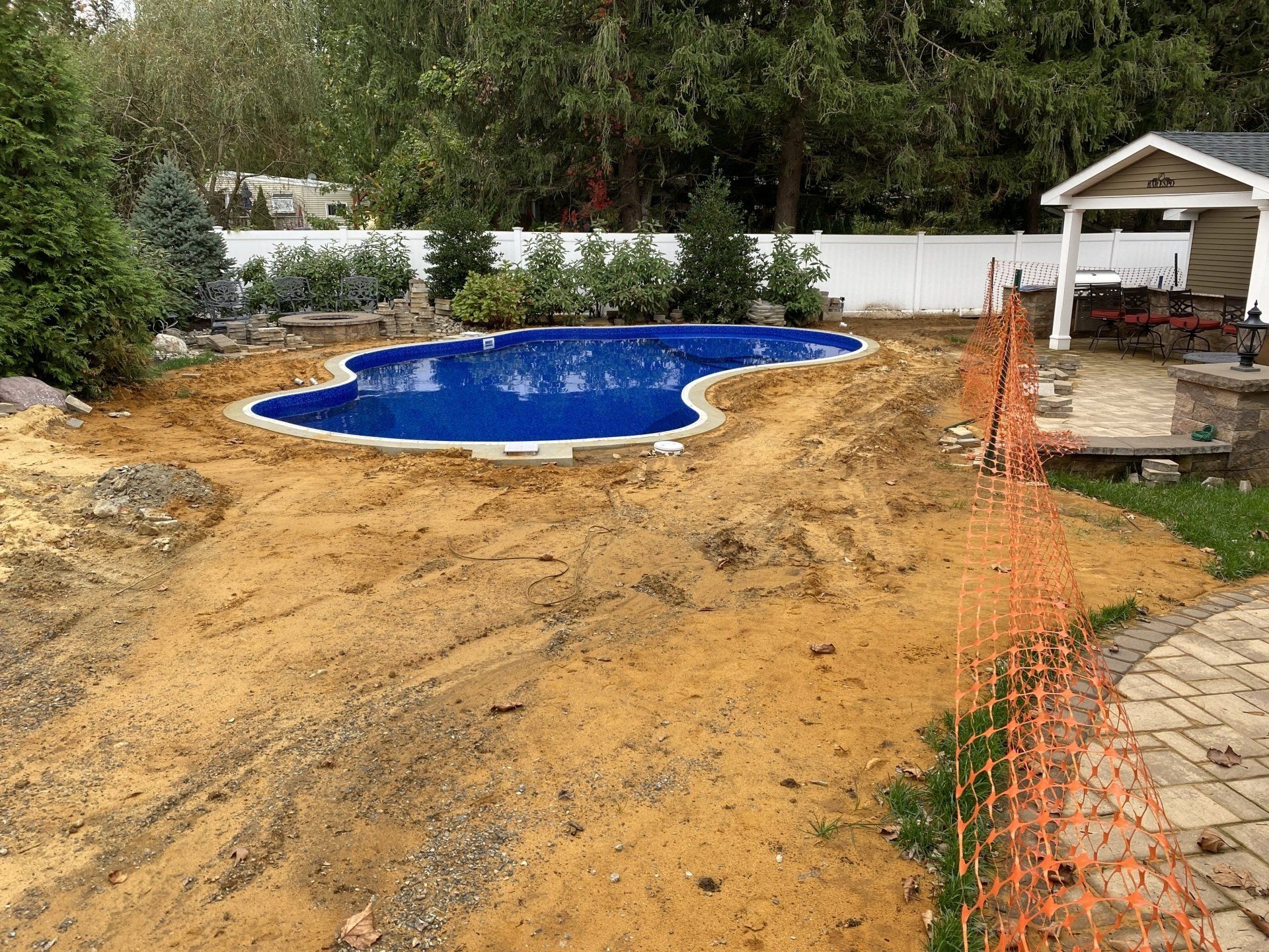Before Swimming Pool with Fence Construction — Middletown, NJ — Precision Landscape Contractors