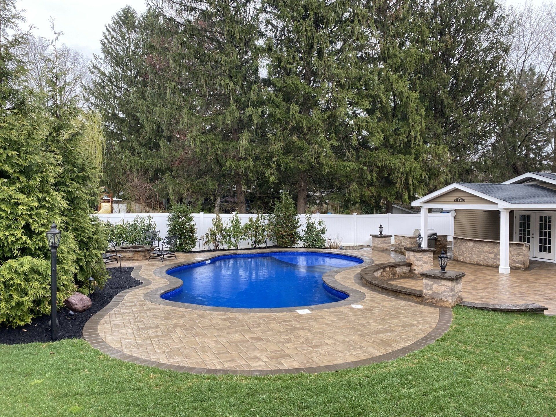 After Swimming Pool with Fence Construction — Middletown, NJ — Precision Landscape Contractors