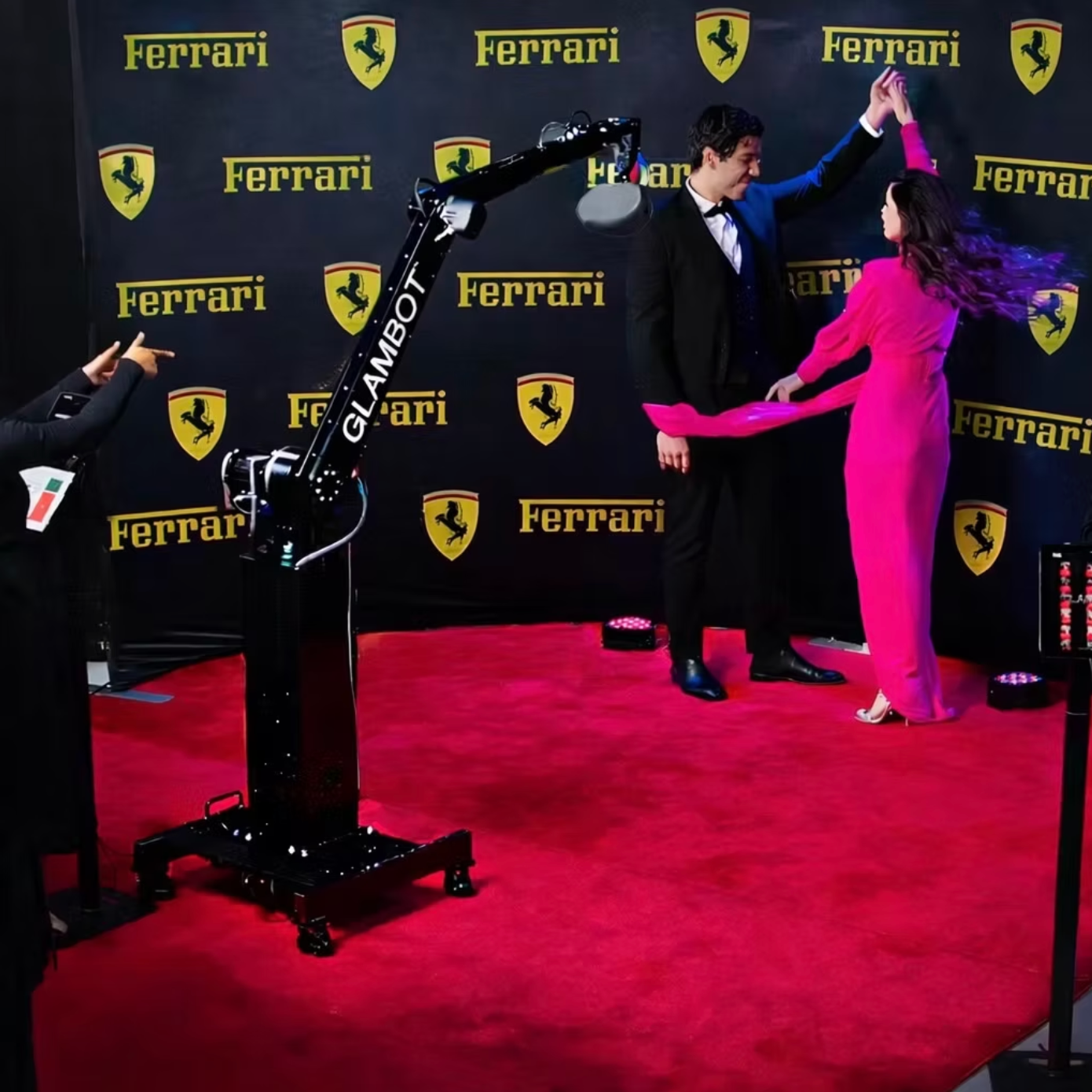 Glambot 180-degree backdrop and red carpet setup for a New Jersey event