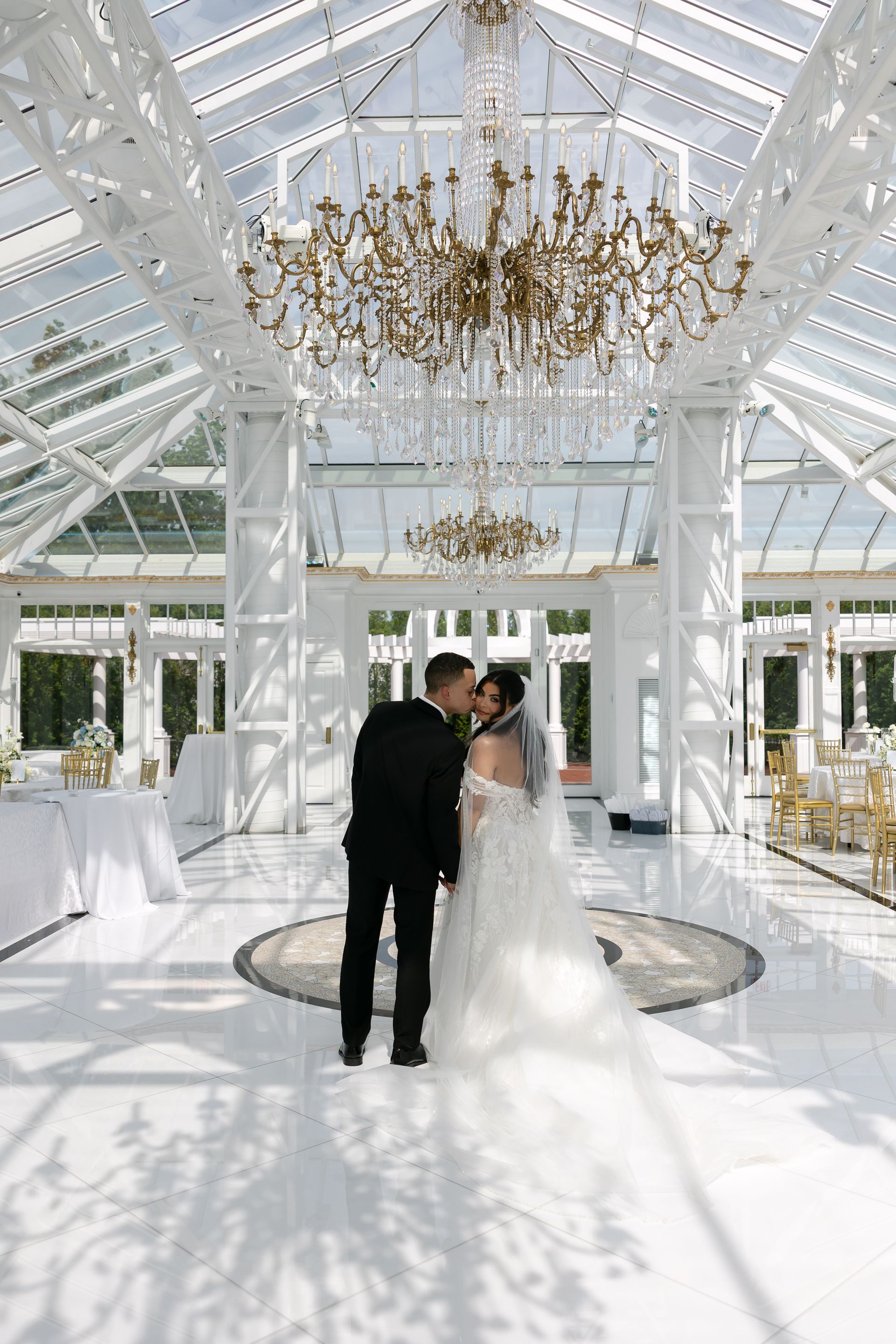New Jersey wedding entertainment in the Glass Conservatory at Eagle Oaks — packed dance floor in Far