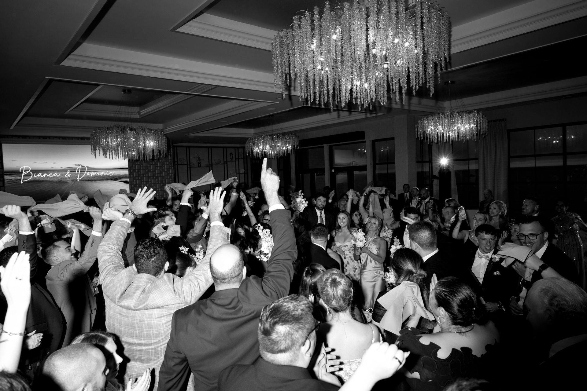 Guests dancing at a Tyde at Walnut Beach wedding in Milford, CT