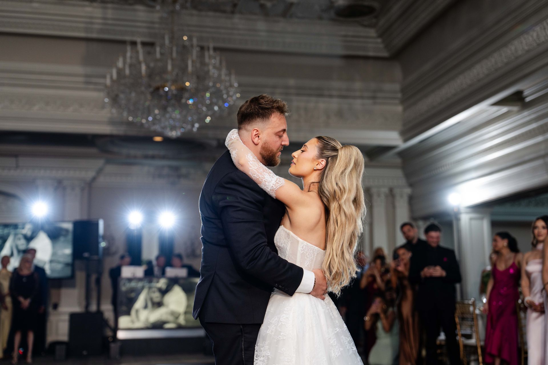 Hannah and Christian's grand entrance at The Park Savoy in Florham Park, NJ