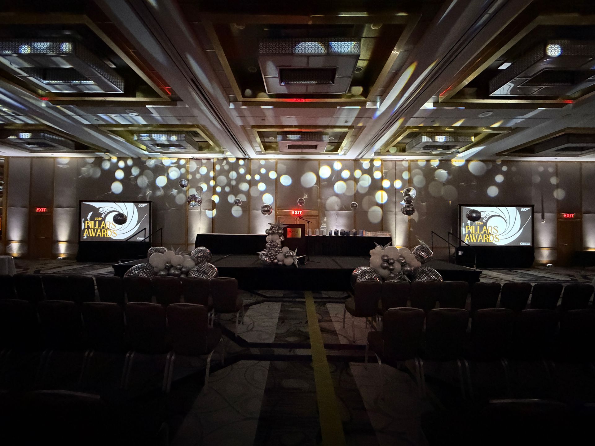 company pillars awards  projector rentals with lighting 