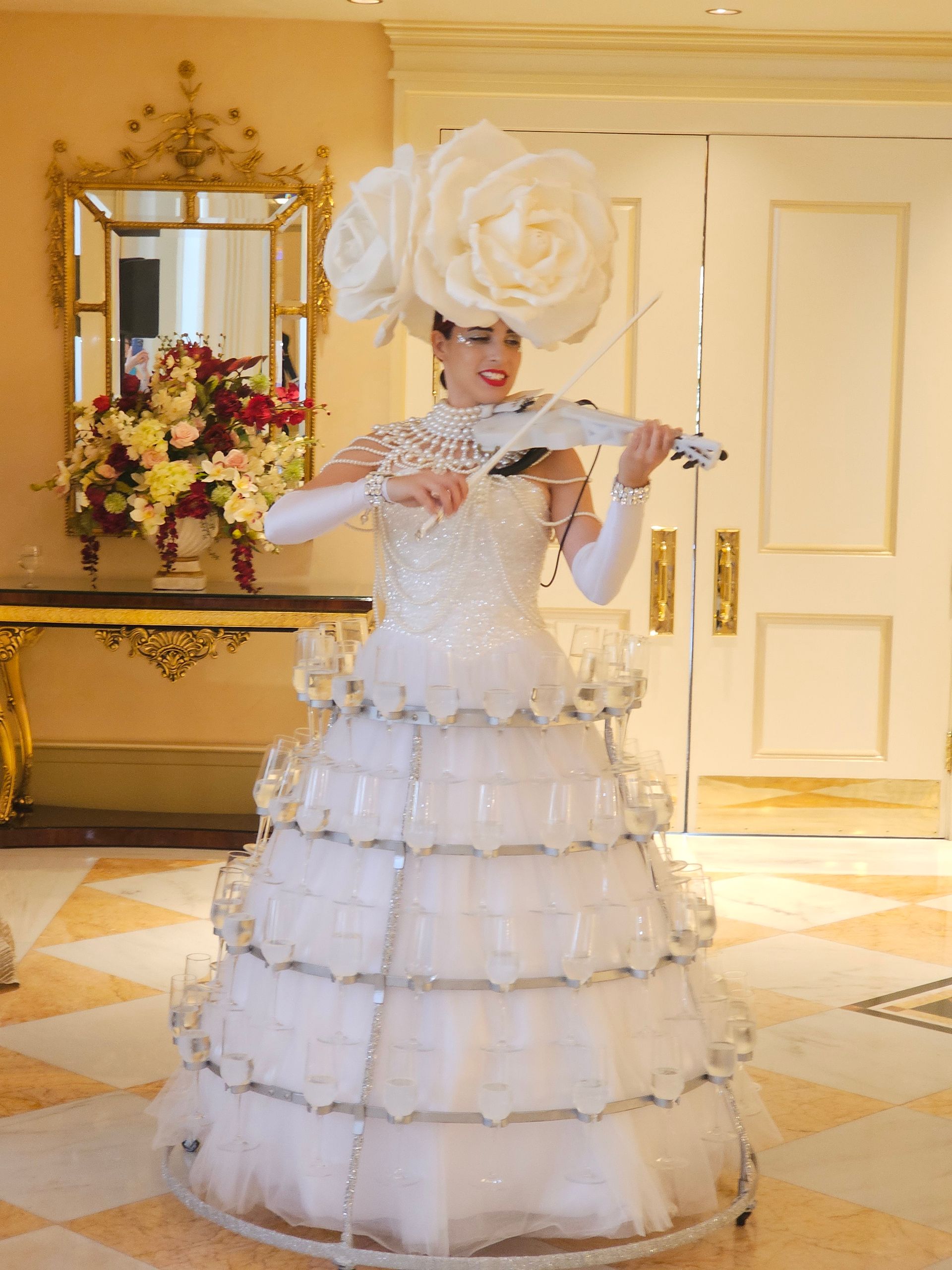 champagne dress violinist performer 