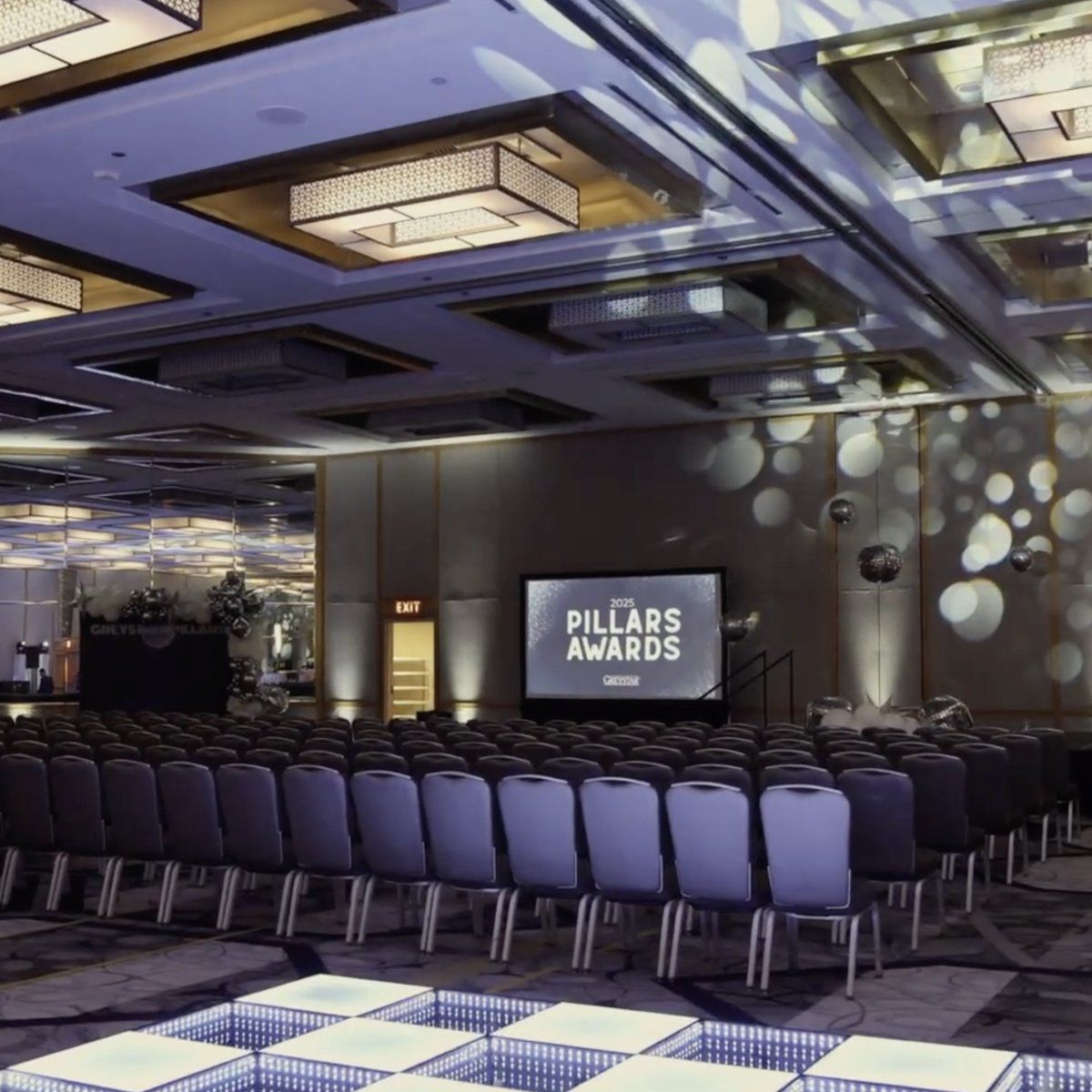 Pillars Awards ballroom with LED dance floor and full AV production