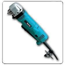 Blue and black Makita angle grinder tool.
