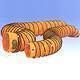 Flexible, orange, segmented tube, possibly for ventilation or ductwork.