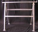 Metal sawhorse with three horizontal support beams.
